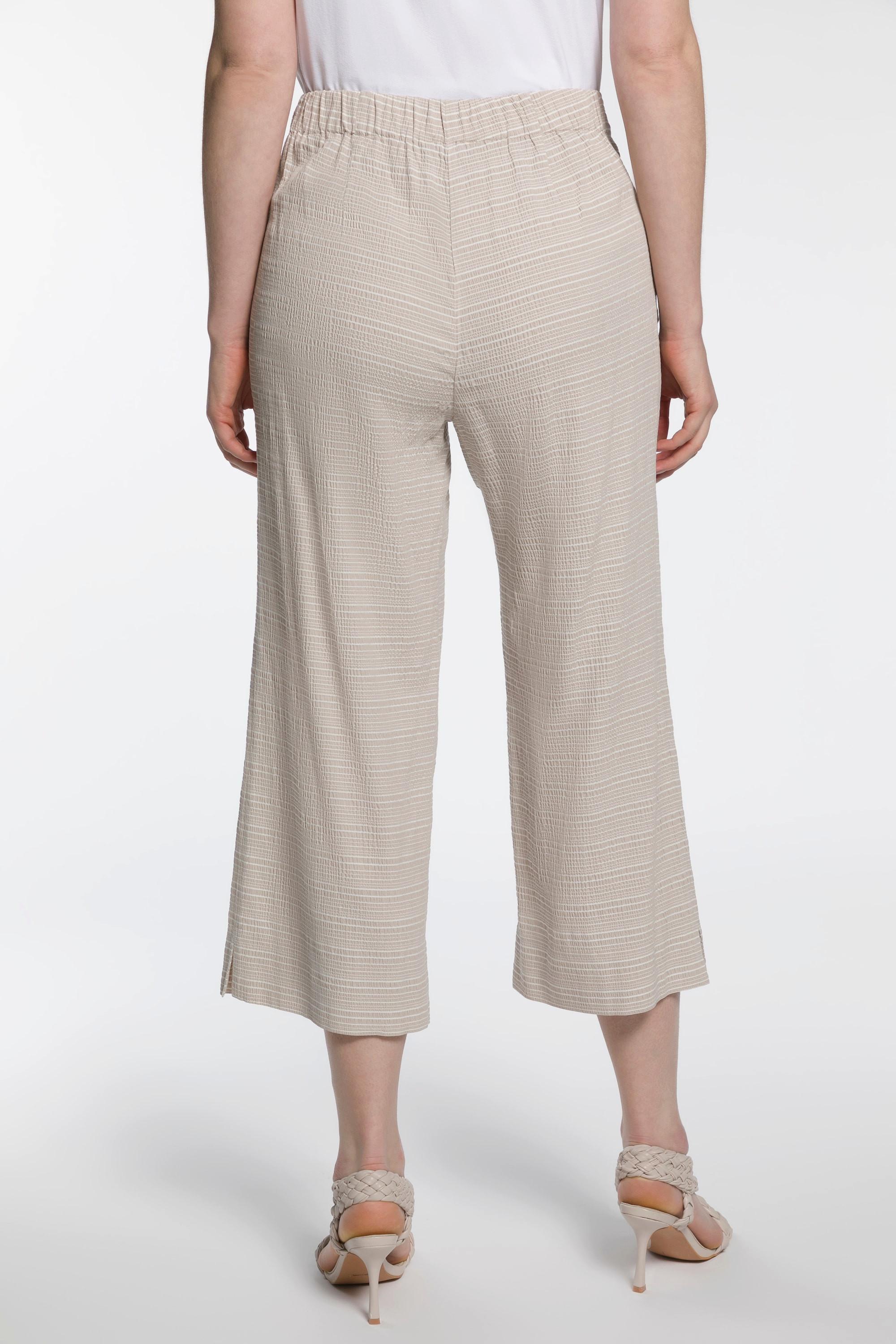 Ulla Popken  Pantalon Sophie 7/8, rayures seersucker, jambe droite 