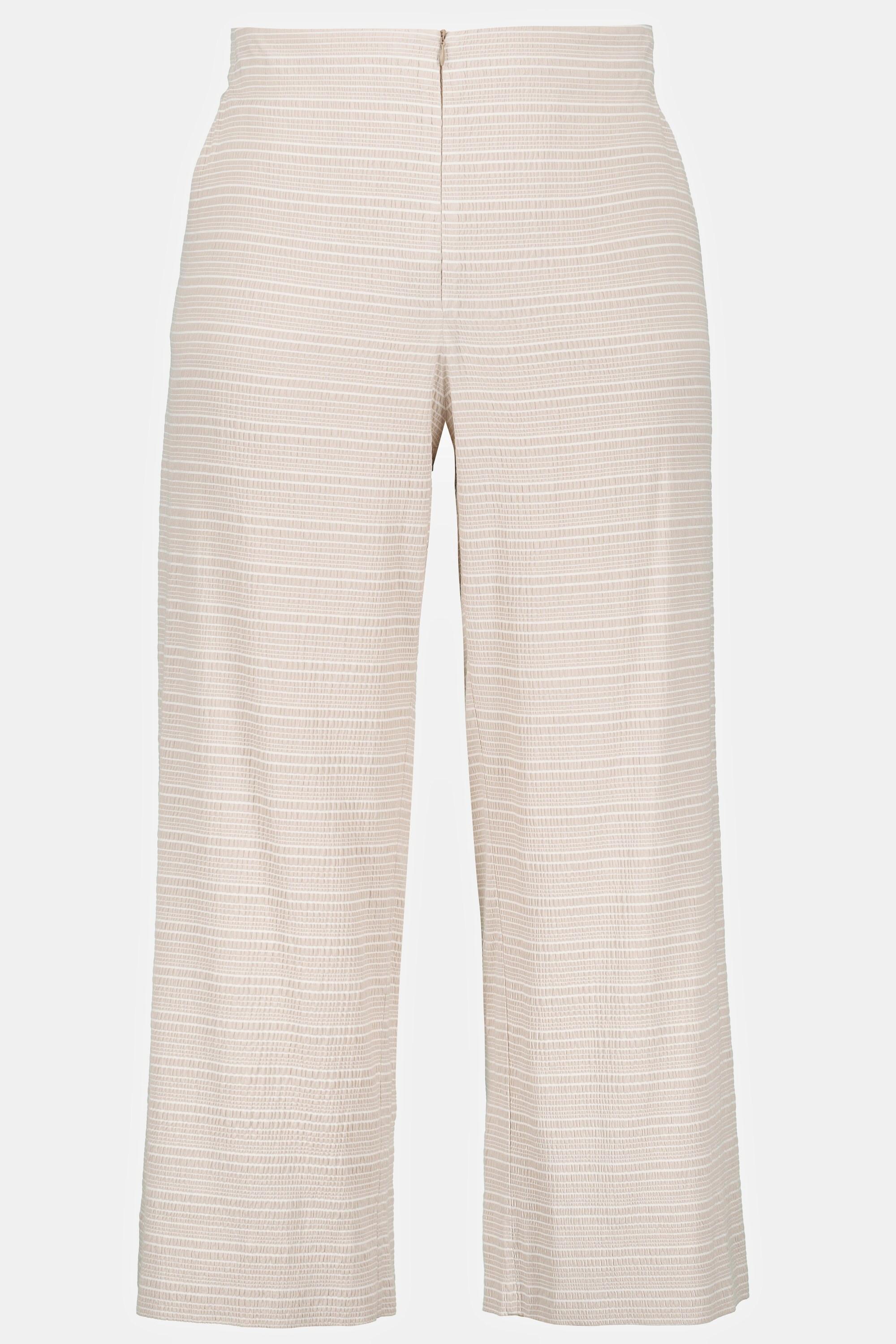 Ulla Popken  Pantalon Sophie 7/8, rayures seersucker, jambe droite 