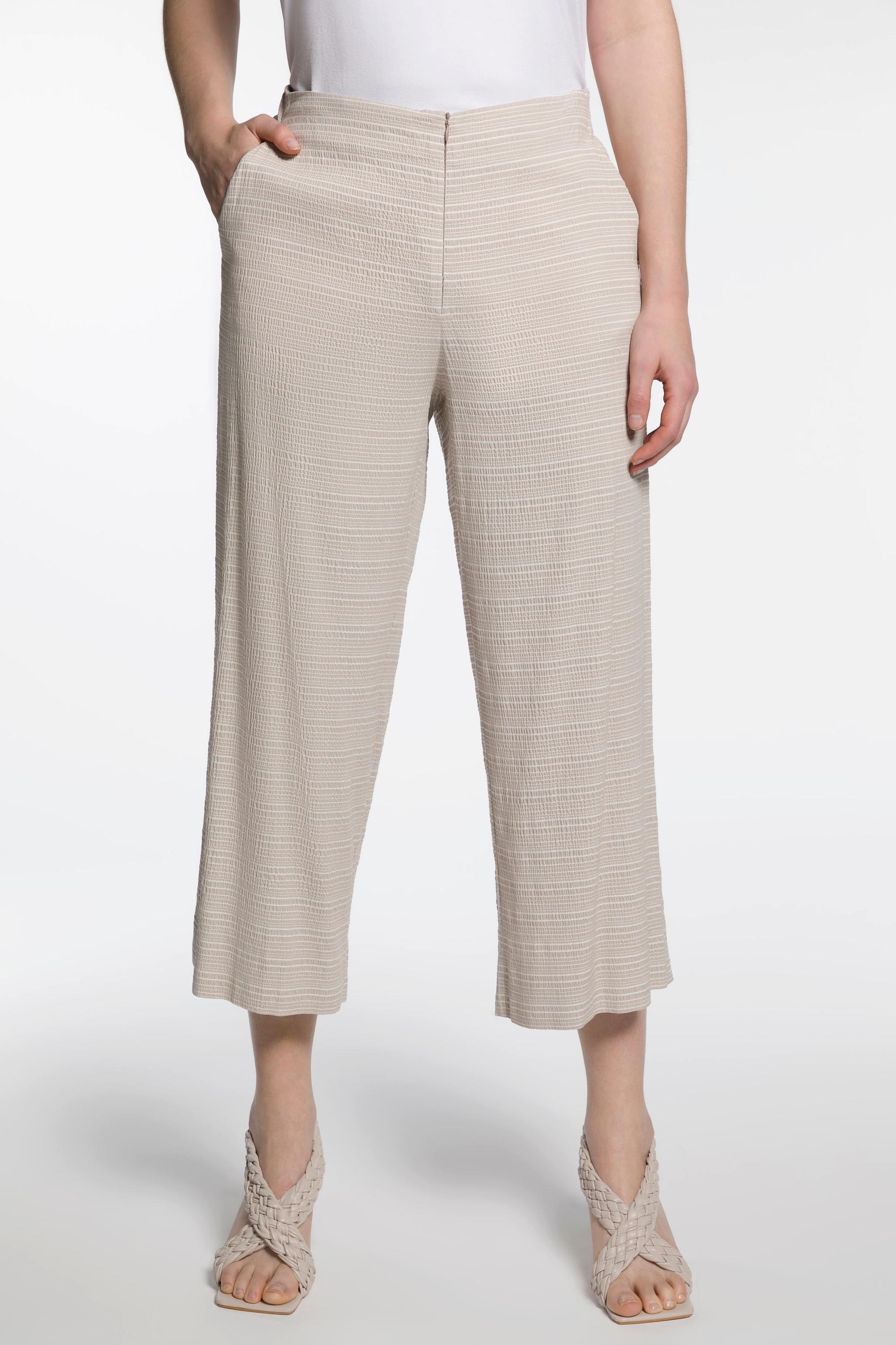 Ulla Popken  Pantalon Sophie 7/8, rayures seersucker, jambe droite 