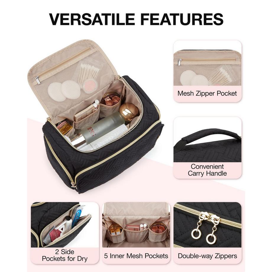 Only-bags.store Grande trousse de toilette de voyage à large ouverture avec poignée  