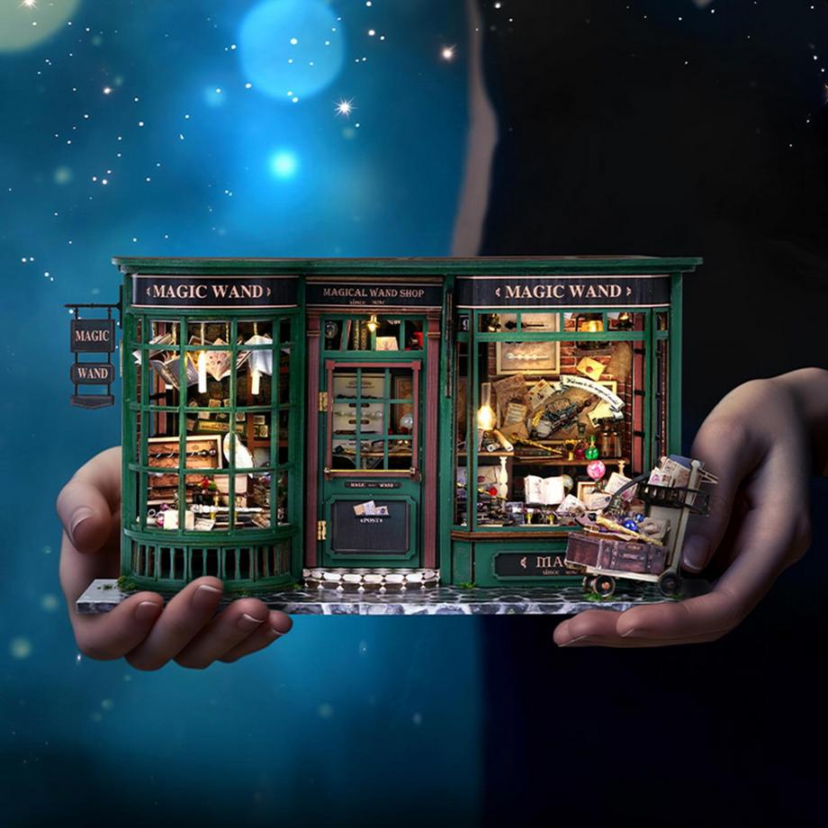 Activity-board  Maison de poupée miniature avec meubles en bois, kit de maison de poupée avec couvercle anti-poussière et LED, échelle créative pour les femmes, les filles et les amis 