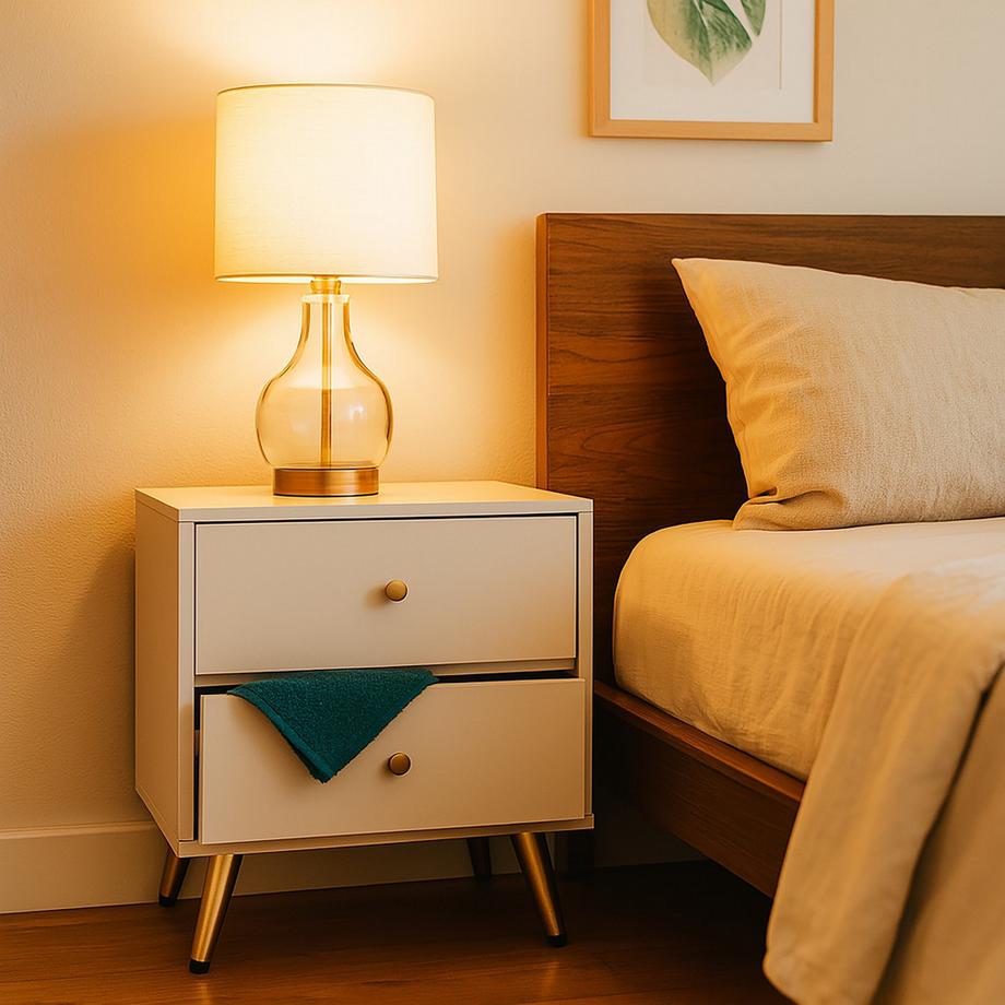 Northix Table de chevet, 2 tiroirs  