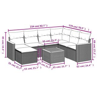 VidaXL Ensemble de canapés de jardin rotin synthétique  