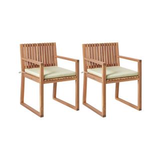 Beliani Lot de 2 chaises de jardin avec coussins en Bois d'acacia certifié FSC® Traditionnel SASSARI PREMIUM  