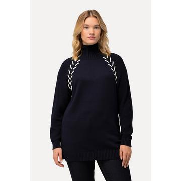 Maglione con nastri, collo alto e maniche lunghe