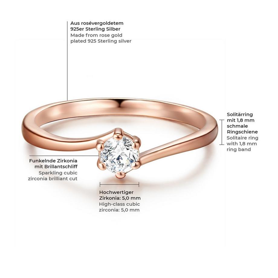 Rafaela Donata  Ring Sterling Silber roségold Zirkonia 
