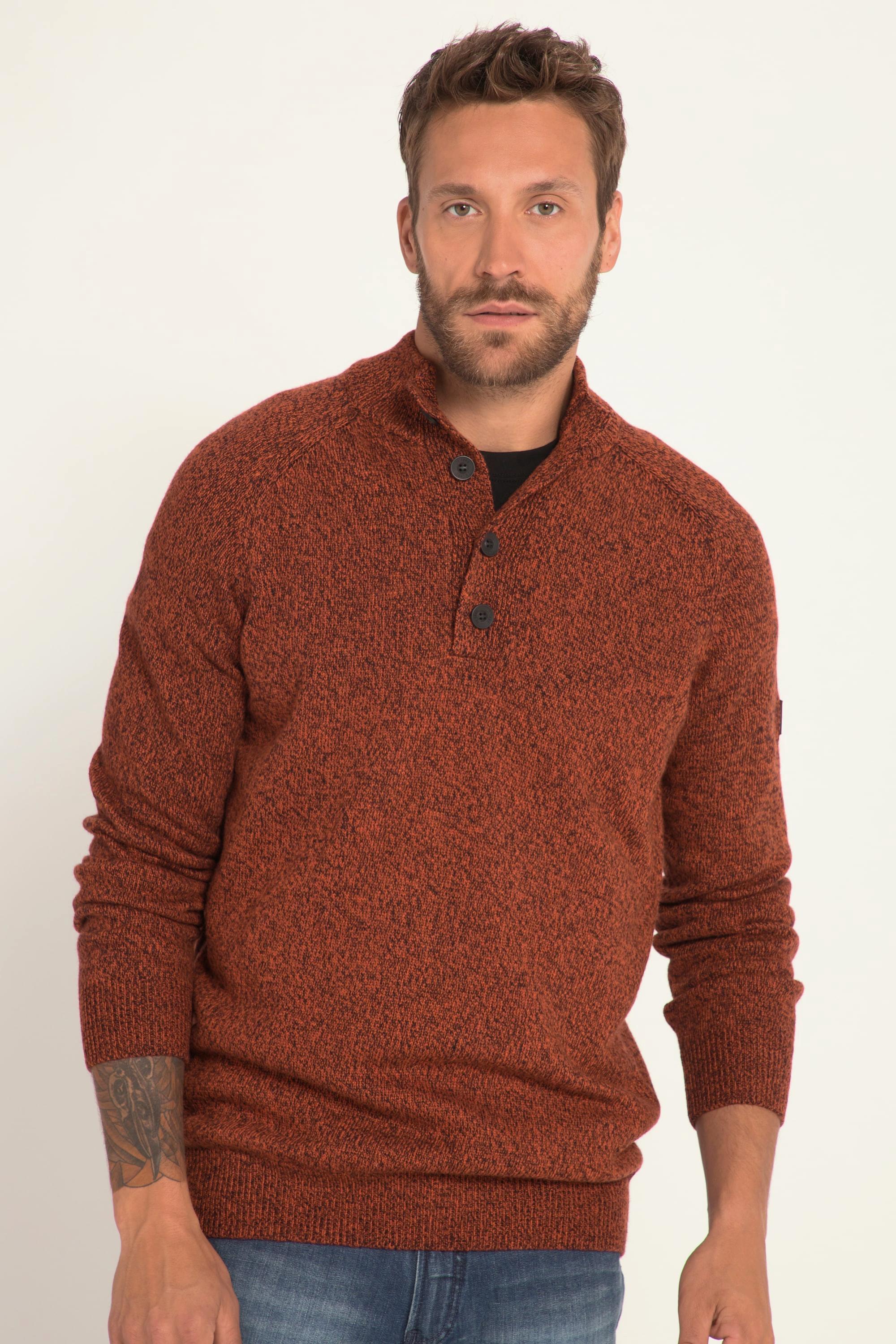 JP1880  Maglione polo con Cashmere Touch, collo alto e zip 