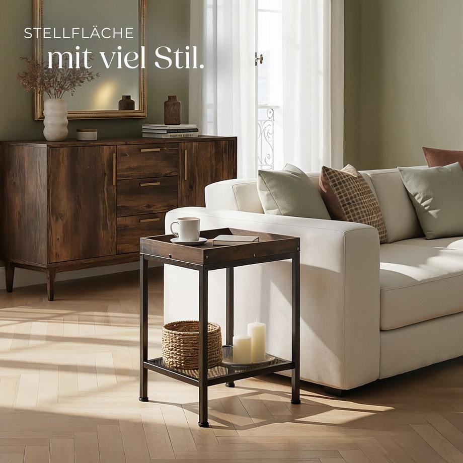 Tectake Beistelltisch Rochester Industrial Style Holz und Stahl  