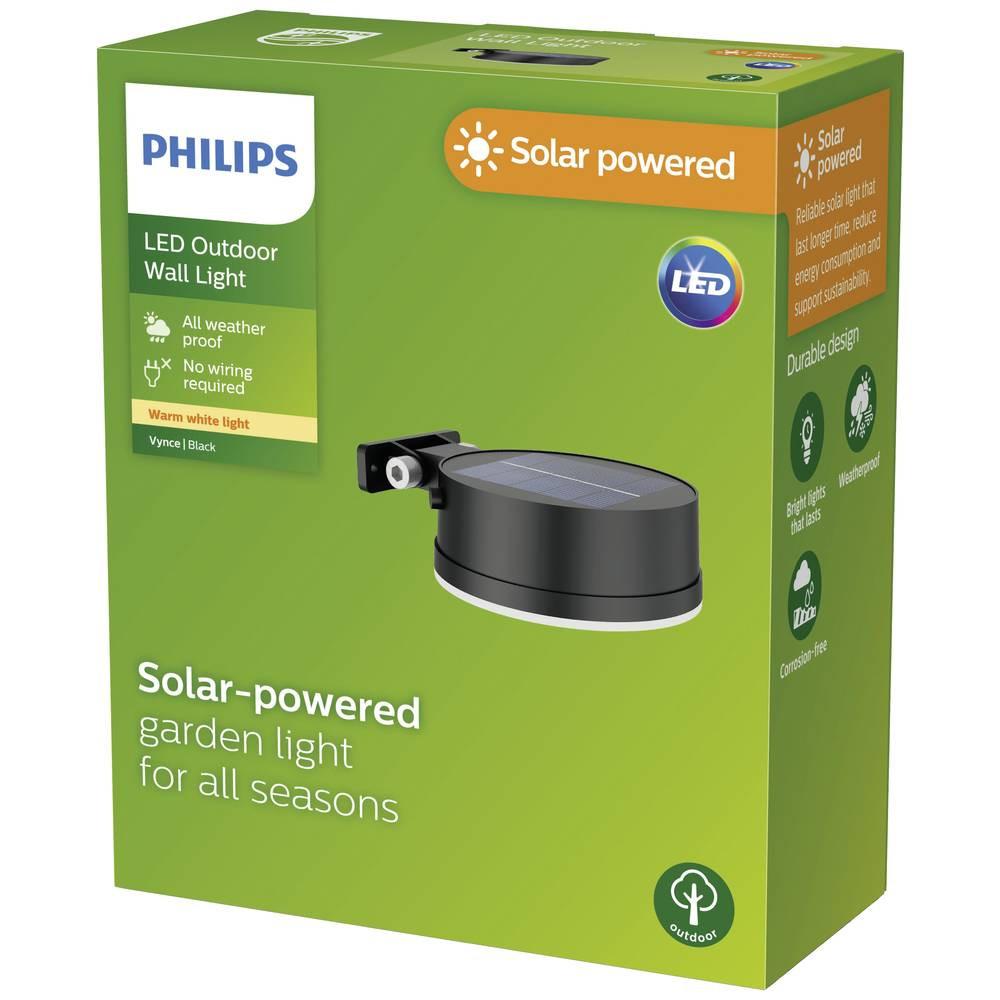 Philips Lighting Vynce  Solar-Wandlampe 1.5 W Warmweiß Schwarz  