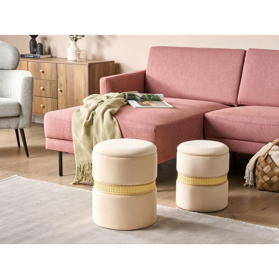 Beliani Lot de 2 poufs avec rangement en Velours Moderne MEDFORD  