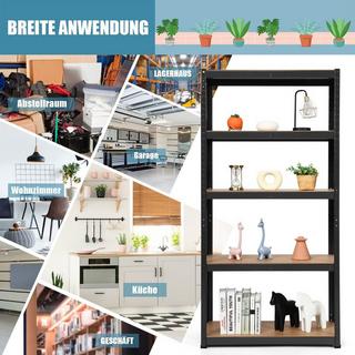 Northio Étagère de rangement à 5 niveaux, étagère robuste peu encombrante, étagère en métal, étagère d'atelier, noir  