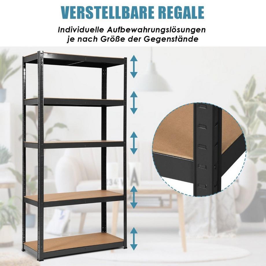 Northio 5 Ebenen Lagerregal platzsparendes Schwerlastregal Steckregal Metallregal Werkstattregal-Schwarz  