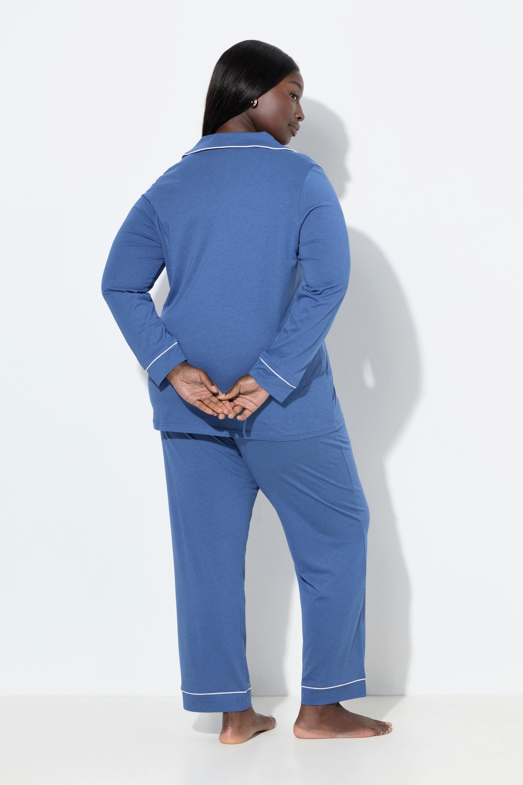 Ulla Popken Pigiama Pistagna Scollo a V Maniche Lunghe  