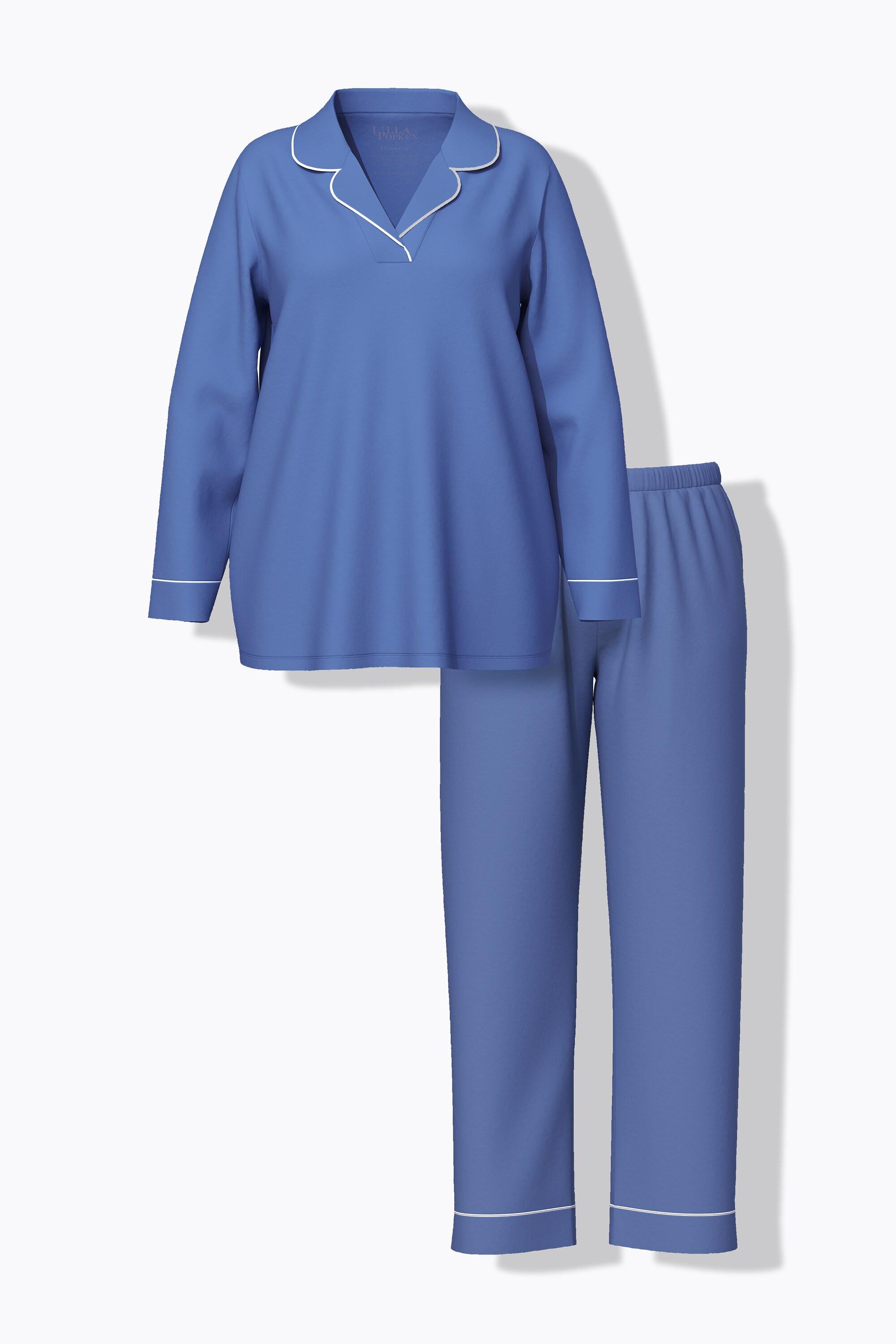 Ulla Popken Pigiama Pistagna Scollo a V Maniche Lunghe  