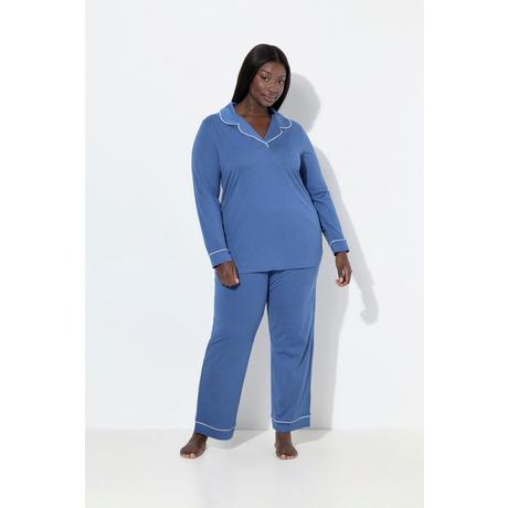 Ulla Popken Pigiama Pistagna Scollo a V Maniche Lunghe  