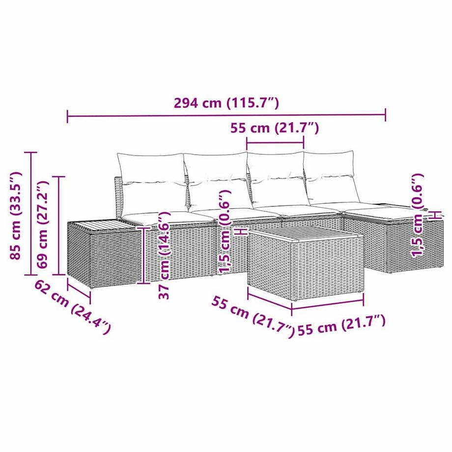 VidaXL Set Divano da Giardino Polyrattan  