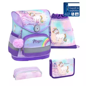 COMPACT Schulrucksack 4-teiliges-Set Rainbow Unicorn Magic