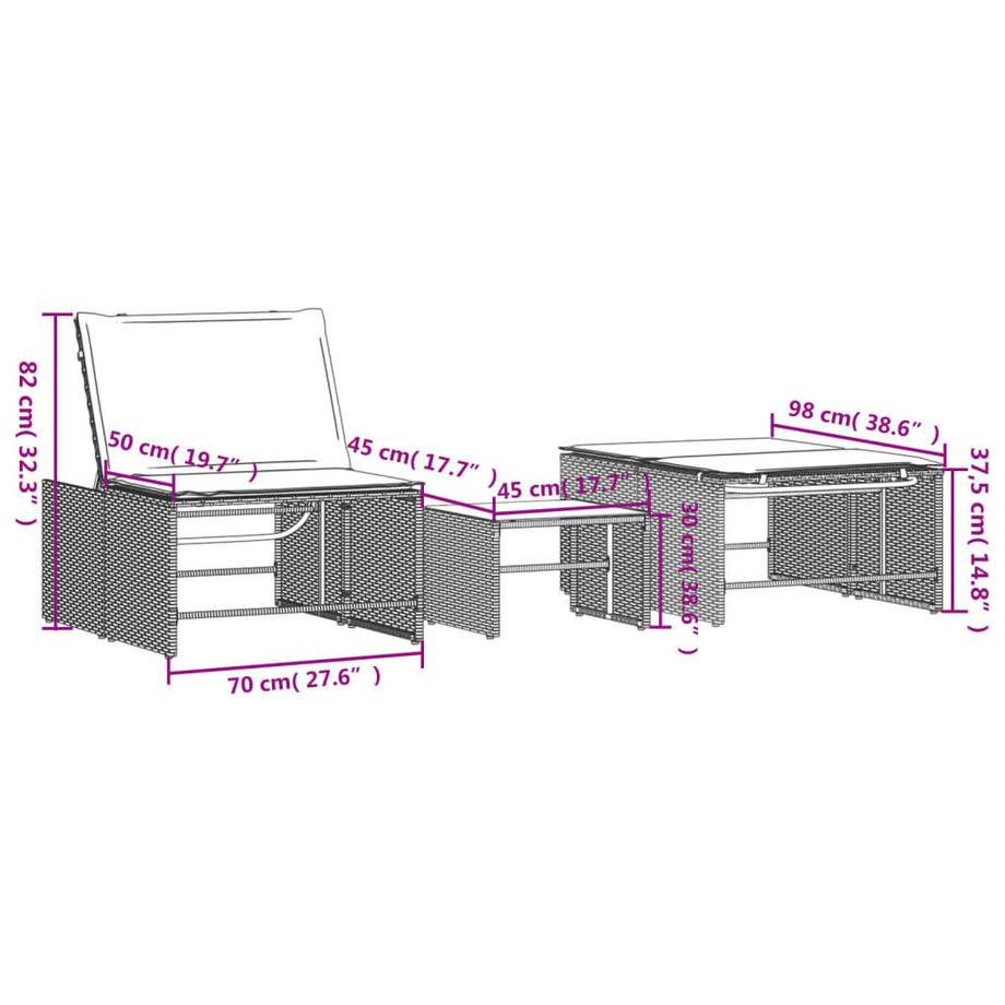 VidaXL Sonnenliege poly-rattan  