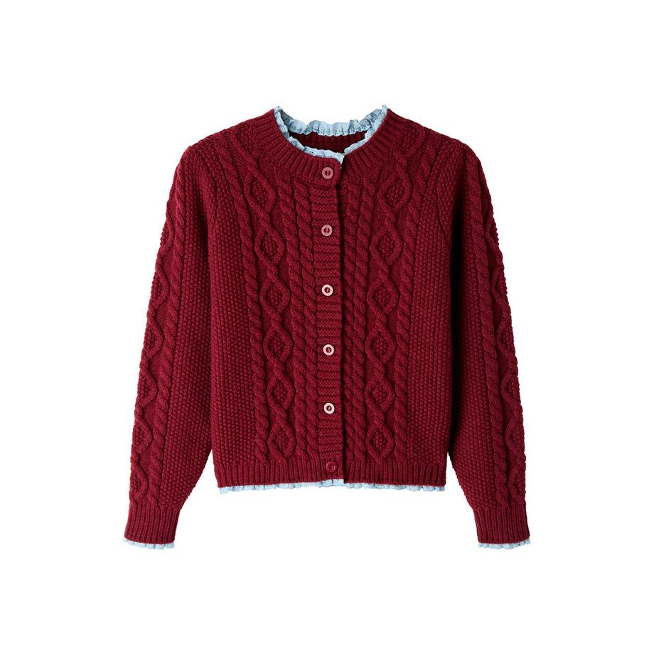 Joe Browns Trinnie Zopfstrick-Jacke mit gewebtem Besatz  