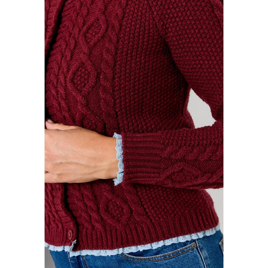 Joe Browns Trinnie Zopfstrick-Jacke mit gewebtem Besatz  