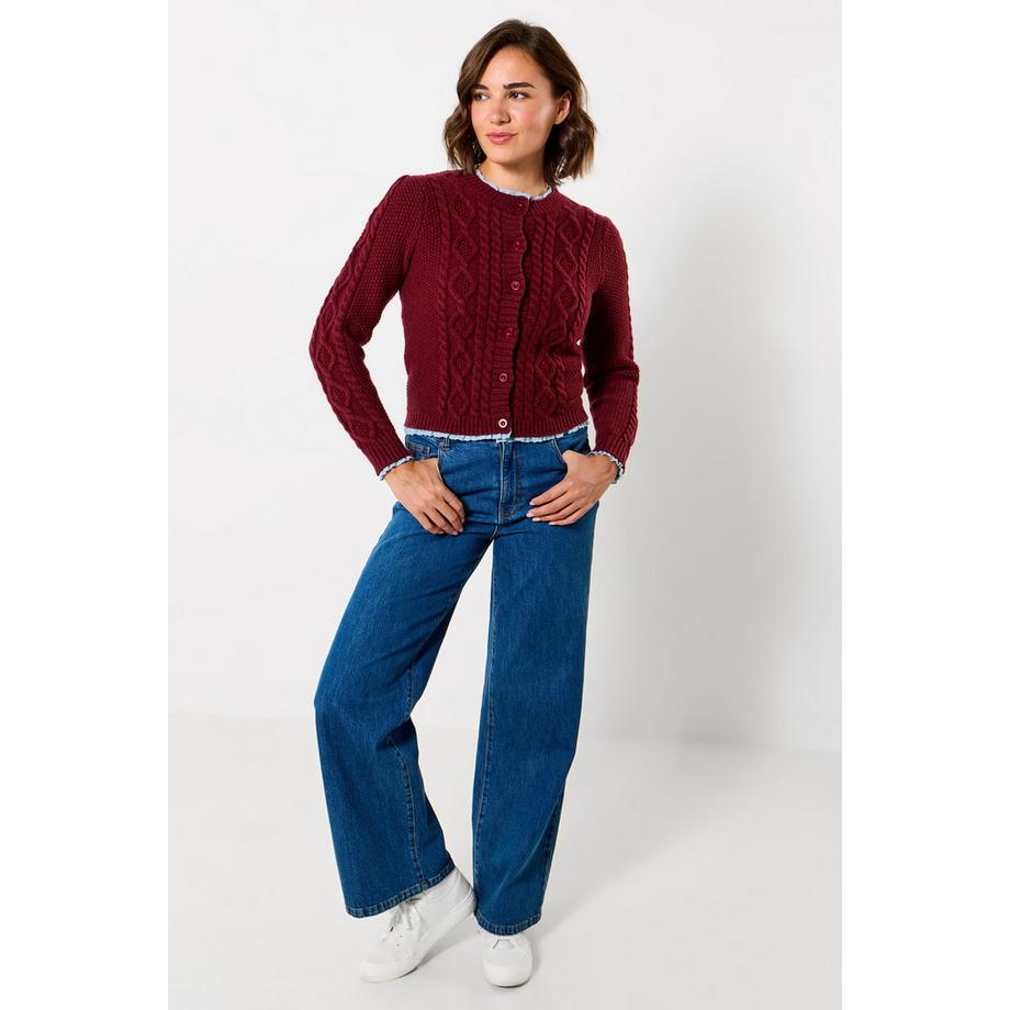 Joe Browns Trinnie Zopfstrick-Jacke mit gewebtem Besatz  