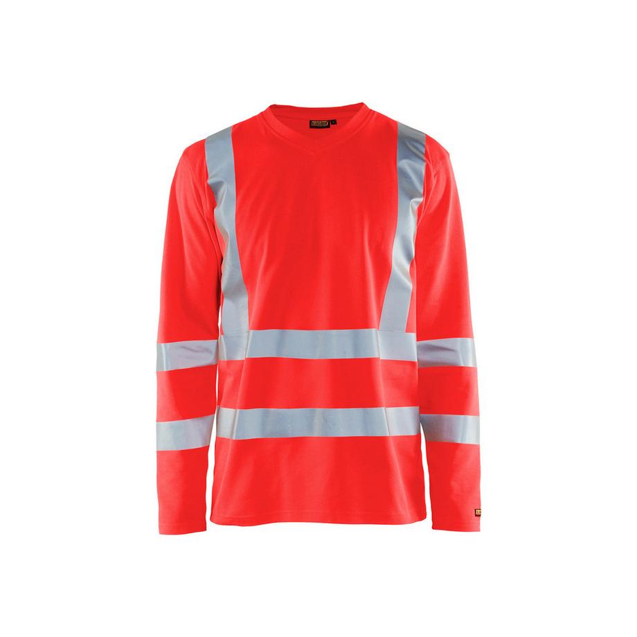 langarshirt it hoher sichtbarkeit v-kragen it uv-schutz
