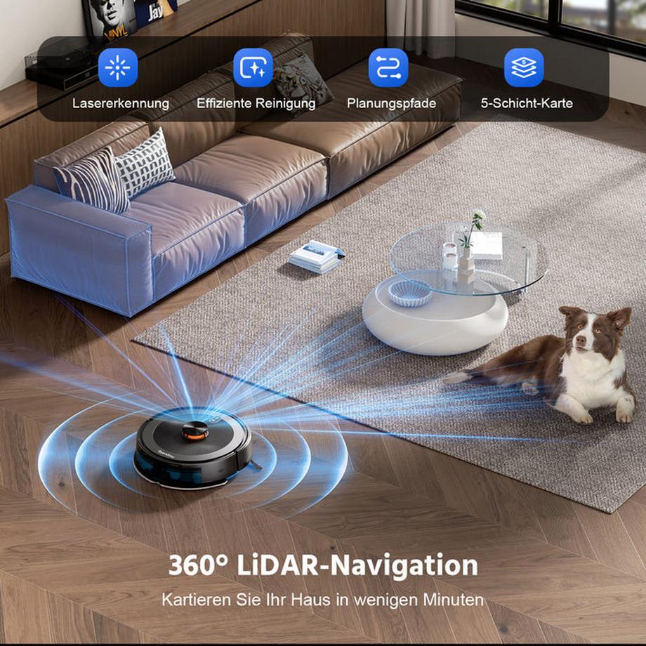 Blue Chilli 2-in-1 Staubsaugerroboter mit 3000 Pa Saugkraft und selbstentleerendem Staubbehälter  