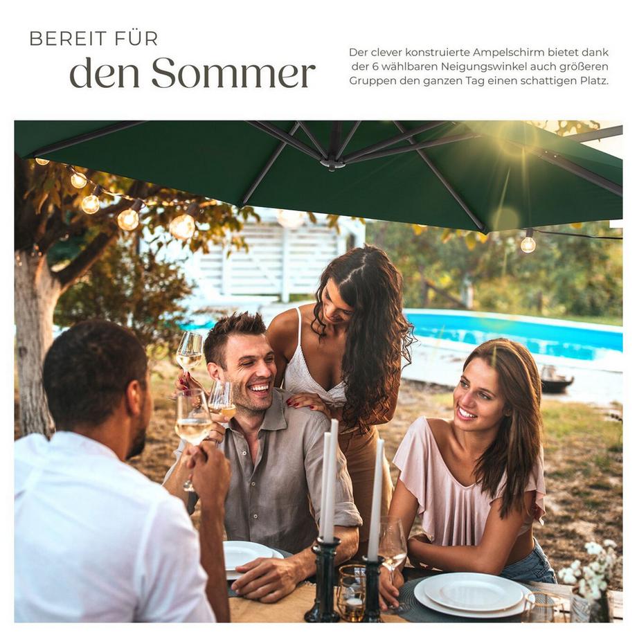 Tectake Sonnenschirm Daria Ø 300 cm leichtgängiger Mechanismus mit Fußpedal  