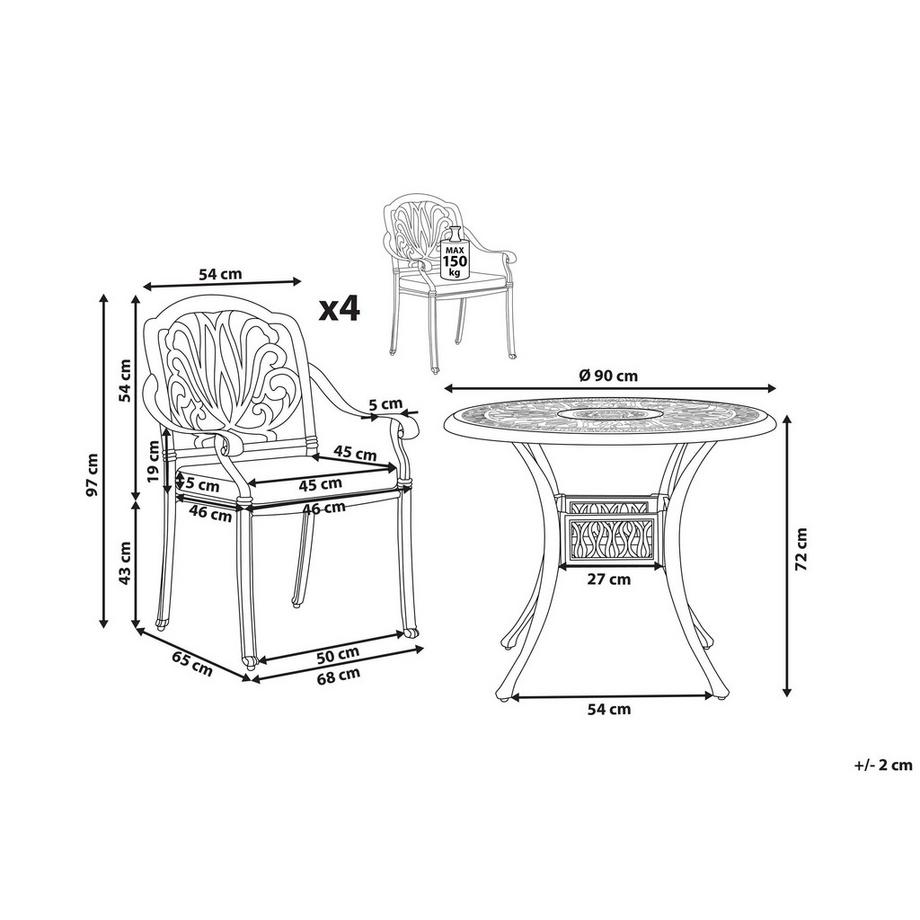 Beliani Gartentisch mit Stühlen aus Aluminium  ANCONA  