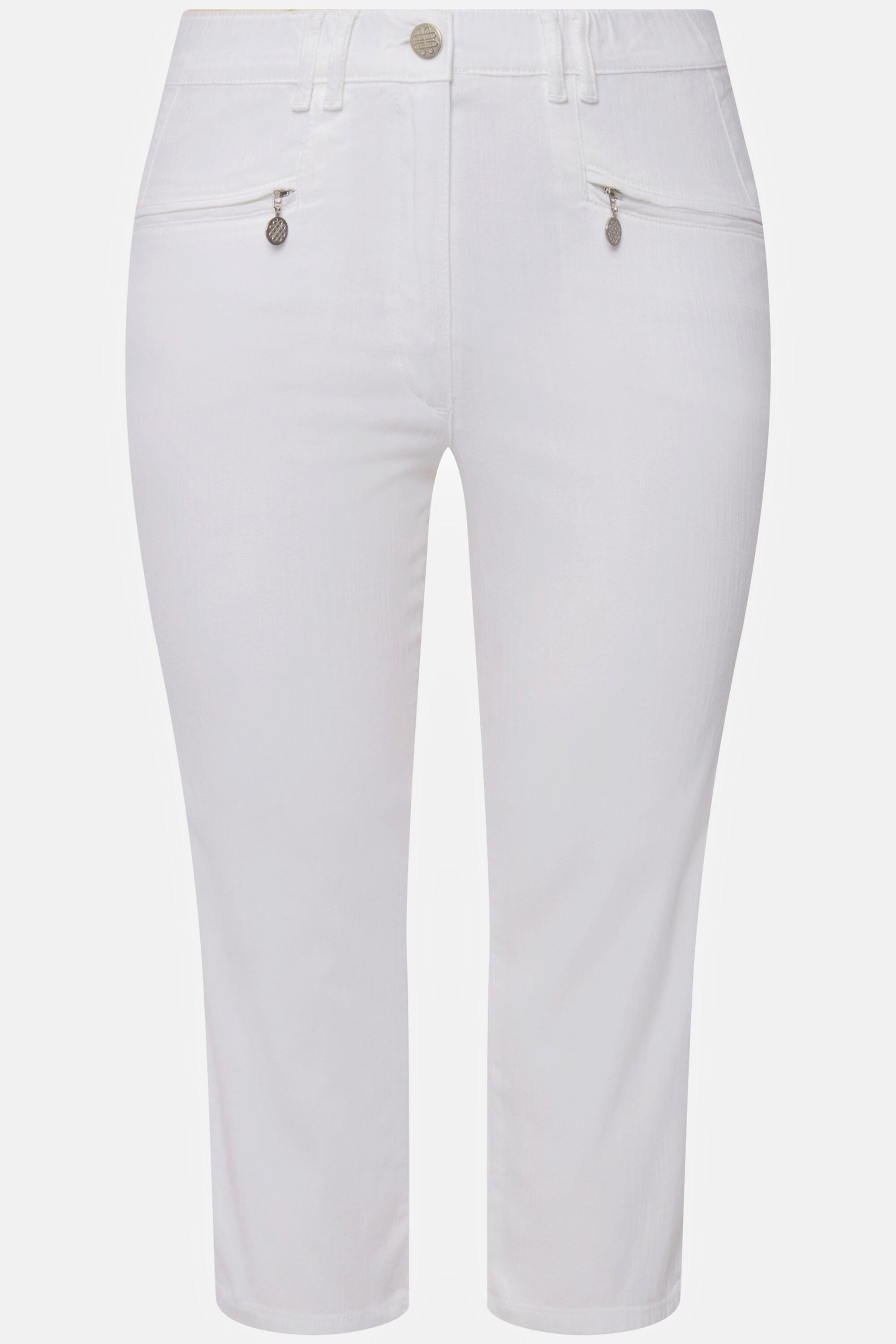 Ulla Popken  Pantalon Mony, longueur au mollet. Poches zippées et tissu stretch 