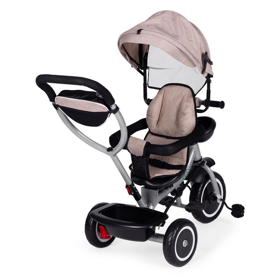 B2X  Passeggino triciclo 2 in 1, sedile girevole, cappottina pieghevole, beige, ECOTOYS 