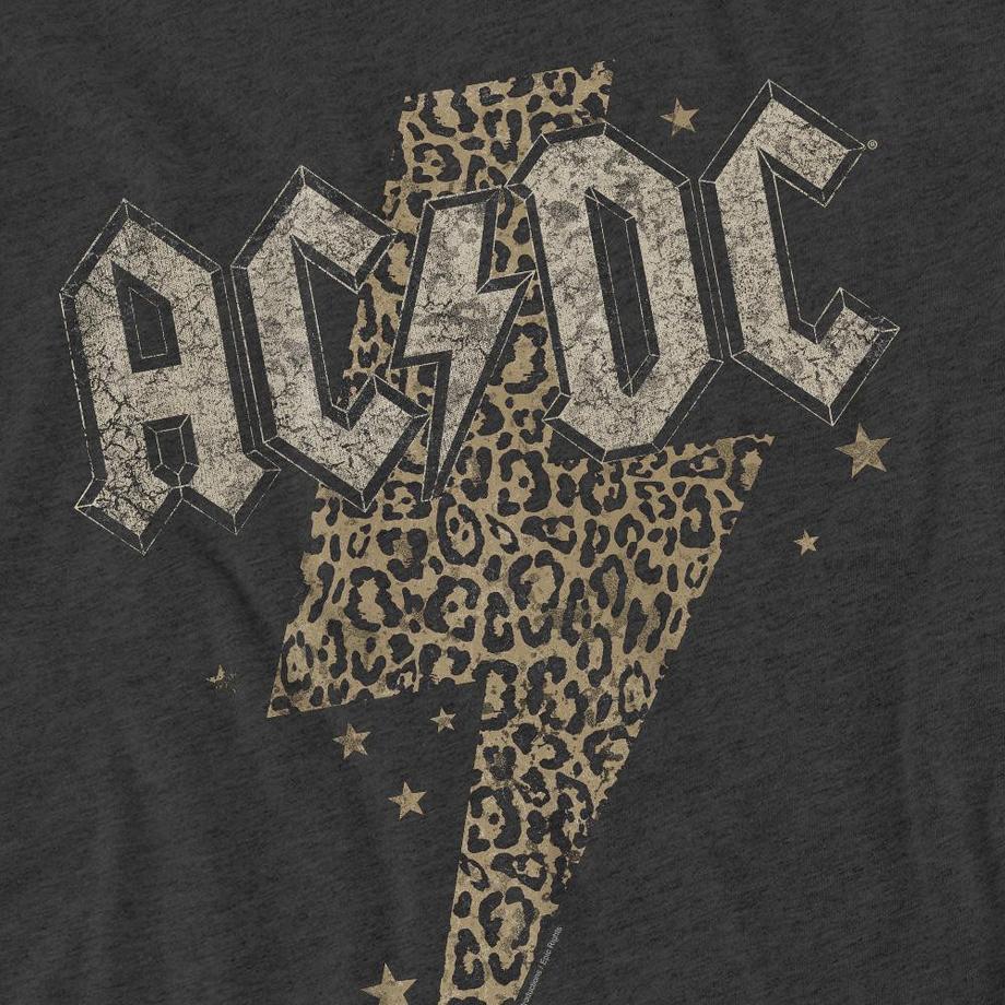 AC/DC ACDC T-Shirt Leopard Print Lightning Bolt  