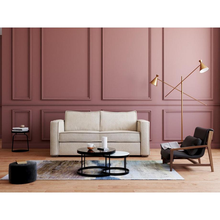 Vente-unique Schlafsofa mit Matratze 4-Sitzer - Cord - Beige - Liegefläche 160 cm - Matratze 14 cm - LORETO  