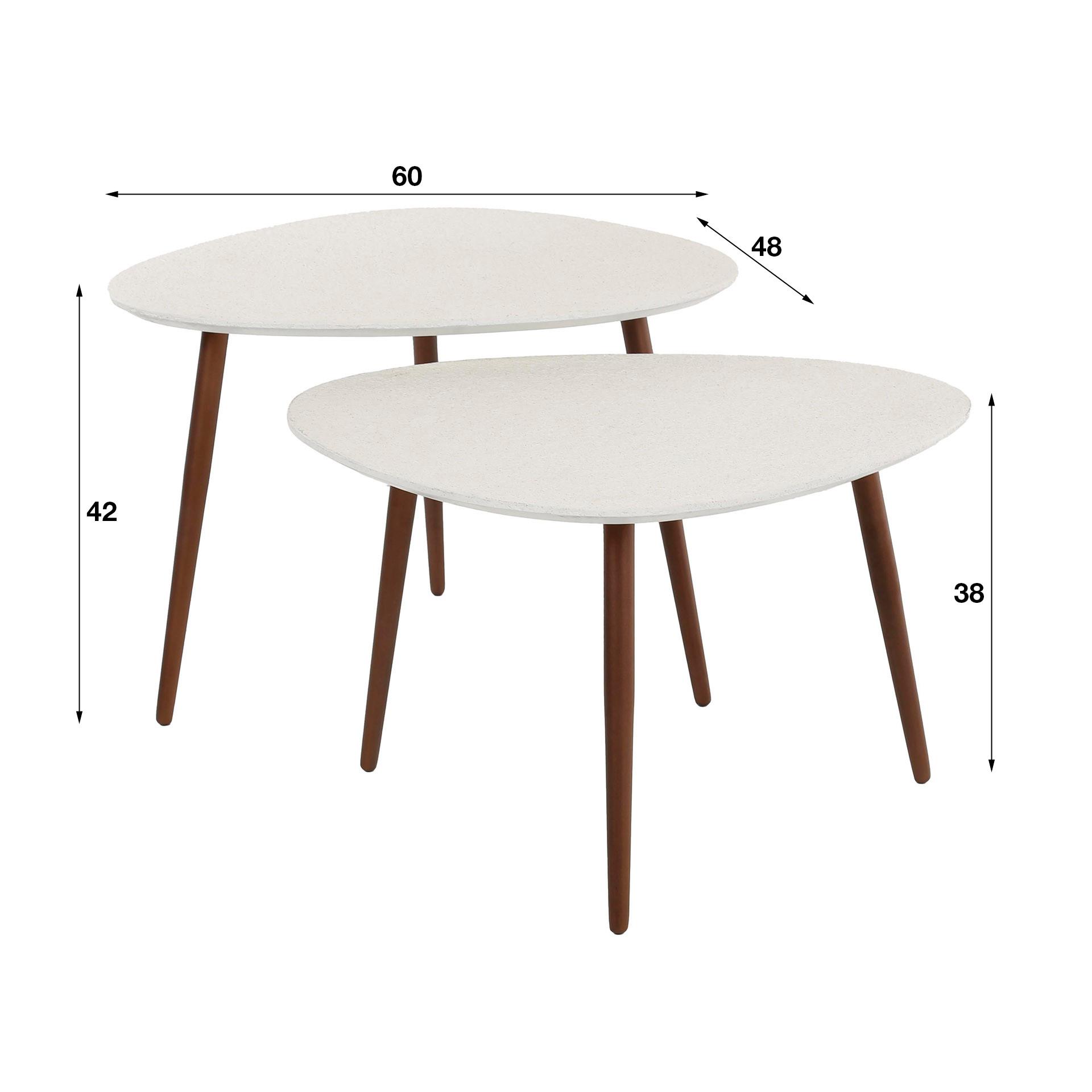 mutoni Table basse triangulaire en pierre (Ensemble de 3)  