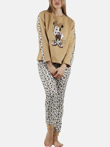 Admas  Completo pigiama pantaloni top maniche lunghe Minnie Leopardo Disney 