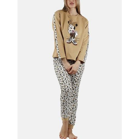 Admas  Completo pigiama pantaloni top maniche lunghe Minnie Leopardo Disney 