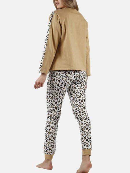 Admas  Completo pigiama pantaloni top maniche lunghe Minnie Leopardo Disney 