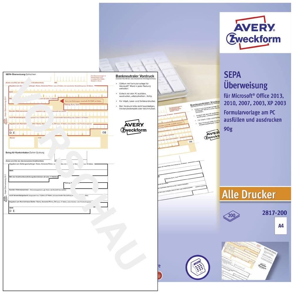 Avery-Zweckform  Avery Zweckform Überweisung/Zahlschein, A4 