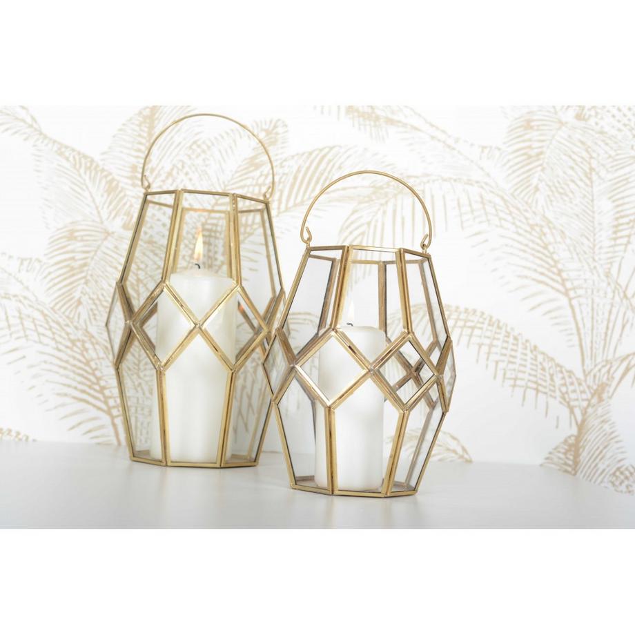 Aulica  Glas- und goldene metalllaterne h.27cm 