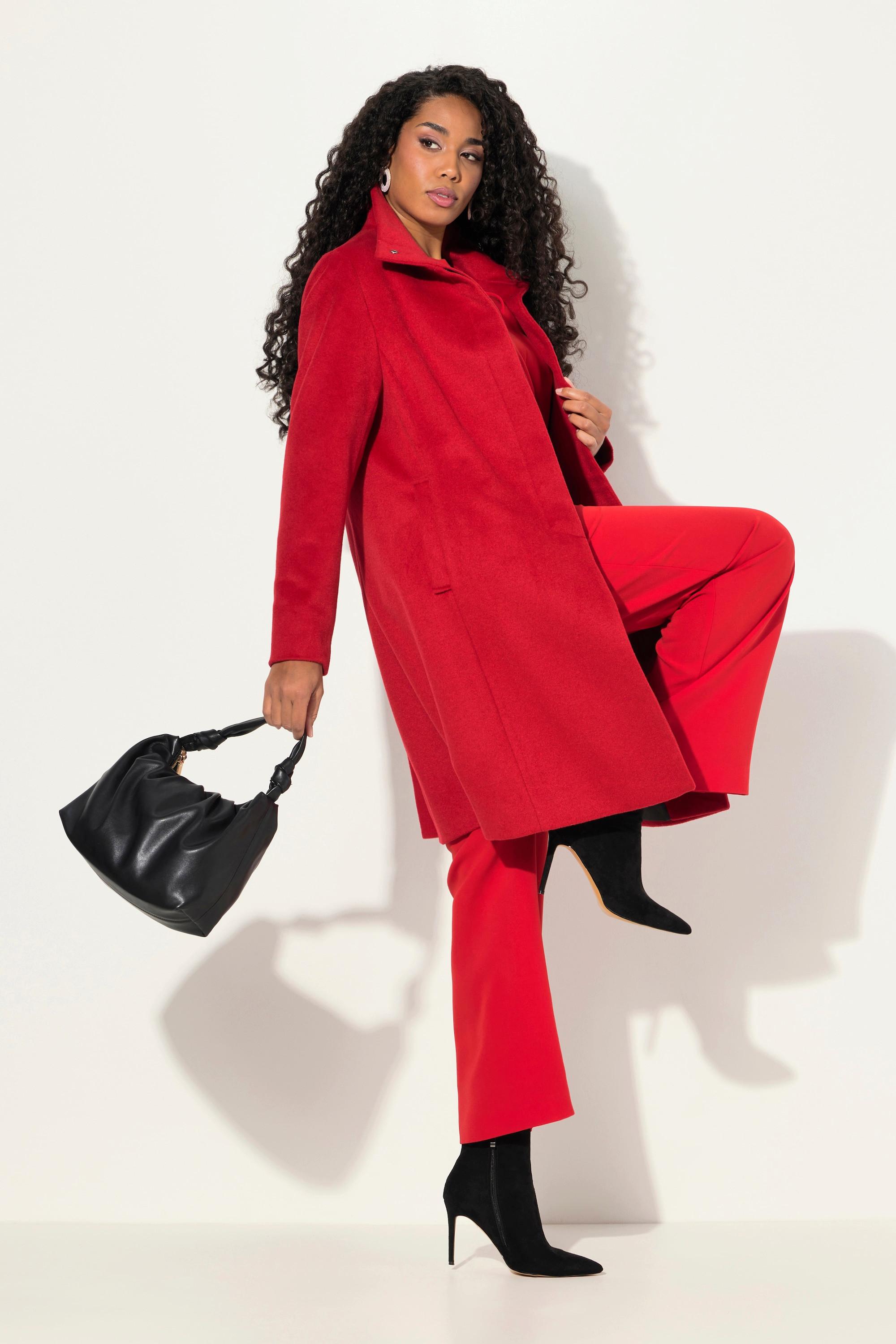 Ulla Popken Cappotto Misto Lana Collo Alto  