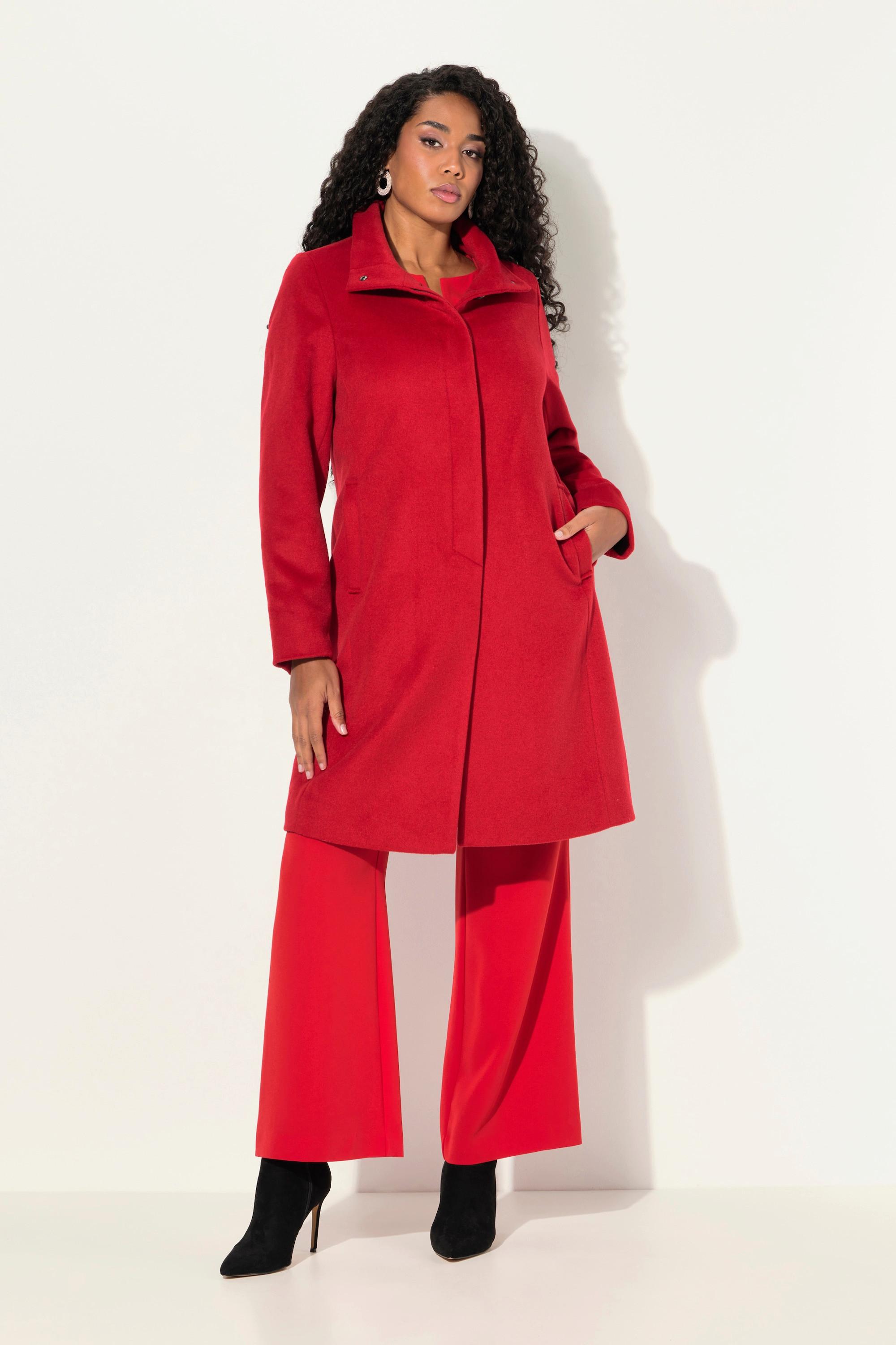 Ulla Popken Cappotto Misto Lana Collo Alto  