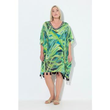 Tunica dal taglio oversize in chiffon con onde, scollo a V e mezze maniche
