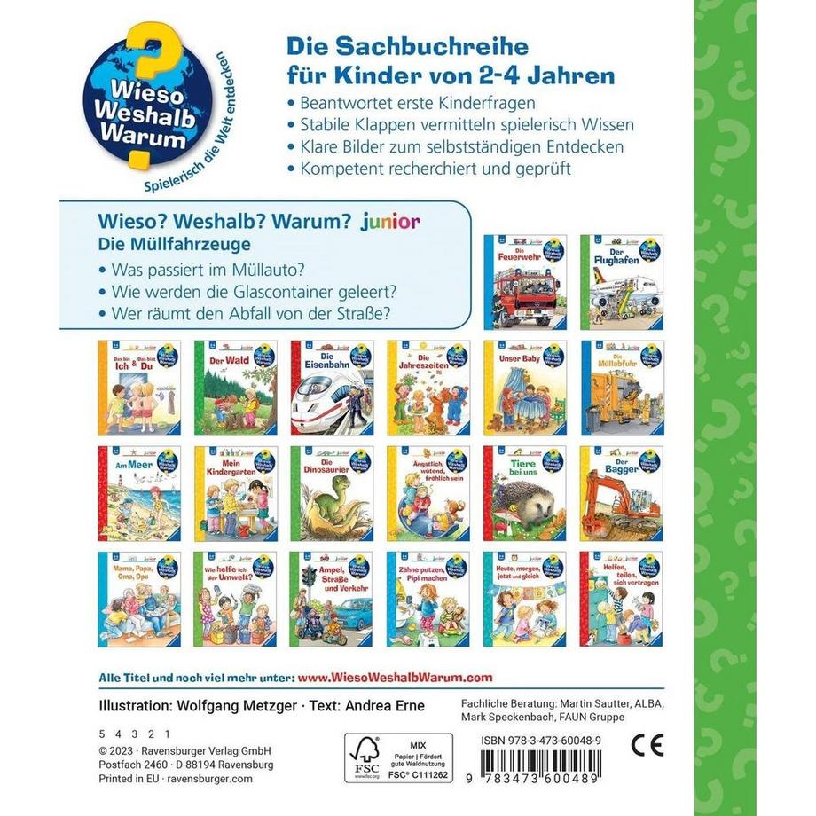 Wieso? Weshalb? Warum? Die Müllfahrzeuge (Nr.74) Erne, Andrea; Metzger, Wolfgang (Illustrationen) Copertina rigida 