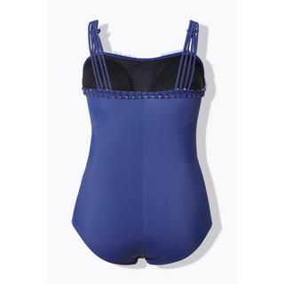 Ulla Popken  Maillot de bain avec bonnets souples, motif homards et quadruple bretelle, matières recyclées 