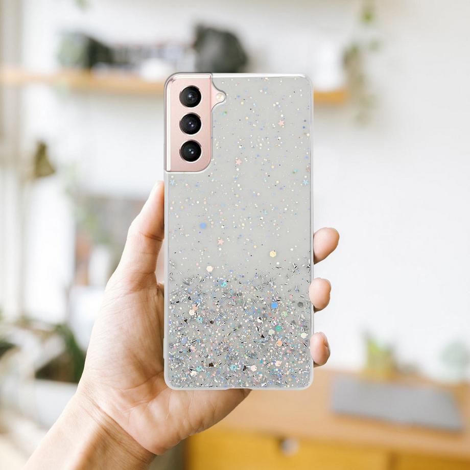 Cadorabo  Hülle für Samsung Galaxy S21 5G TPU Silikon mit funkelnden Glitter 
