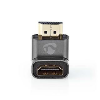 Nedis  HDMI™ Adapter | HDMI™ Male / HDMI™ Connector | HDMI™ Female / HDMI™ Output | Gold Plated | Angled 90° | Aluminium | Grey With Metal | 1 pc. | Carton avec fenêtre couverte 