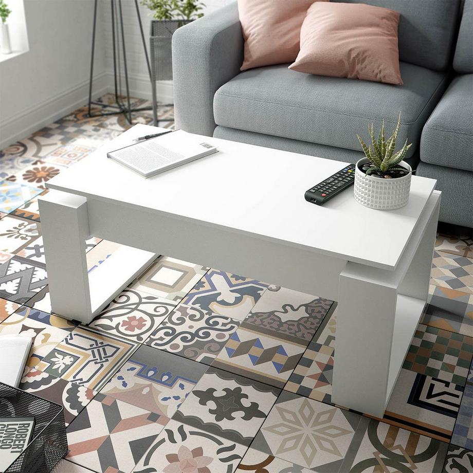 Calicosy Design Couchtisch mit hochklappbarer Tischplatte L102 cm - Ciara  