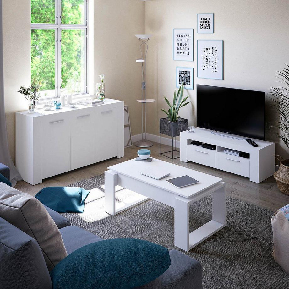 Calicosy Design Couchtisch mit hochklappbarer Tischplatte L102 cm - Ciara  