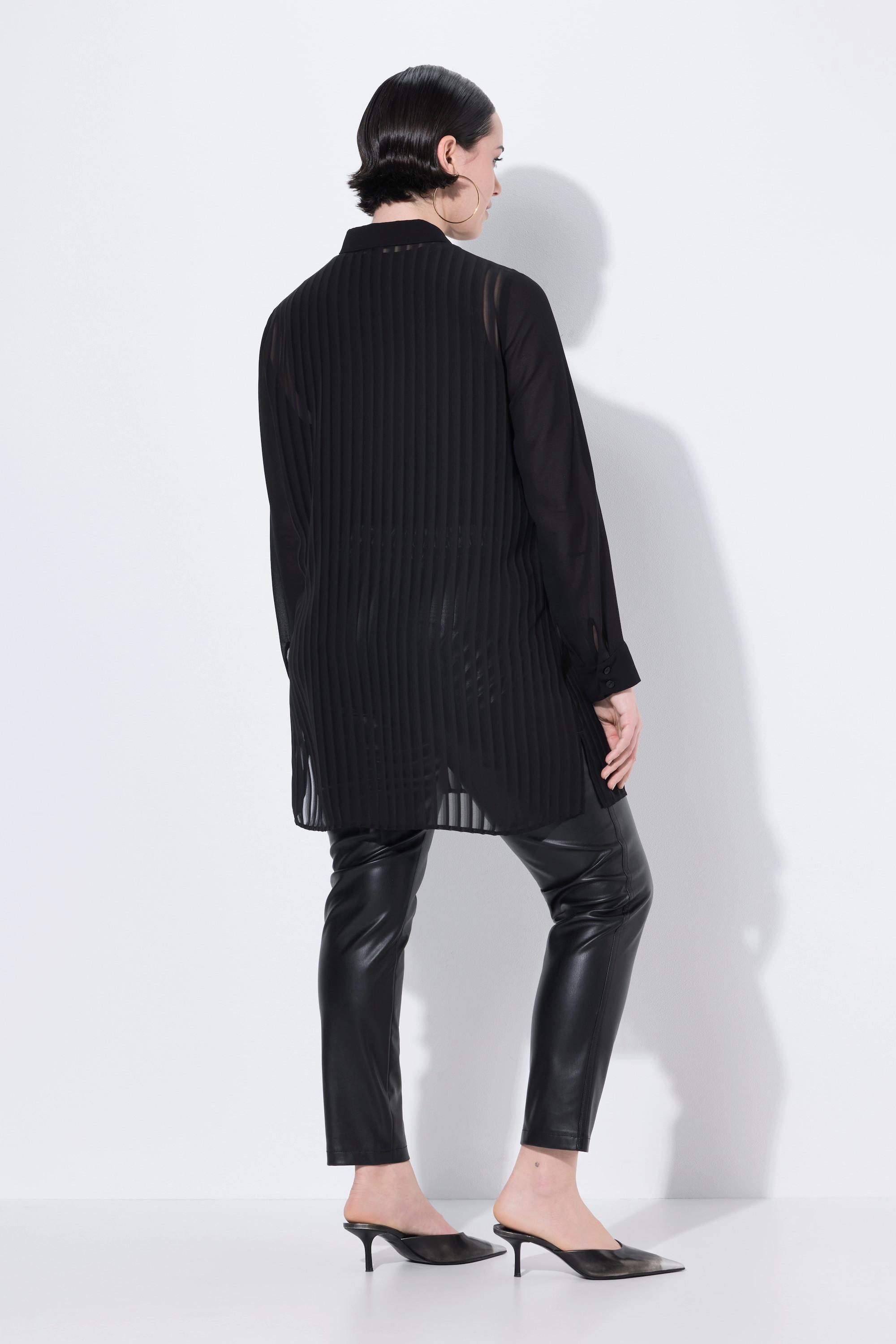 Ulla Popken Camicetta Righe Trasparenti Maniche Lunghe  