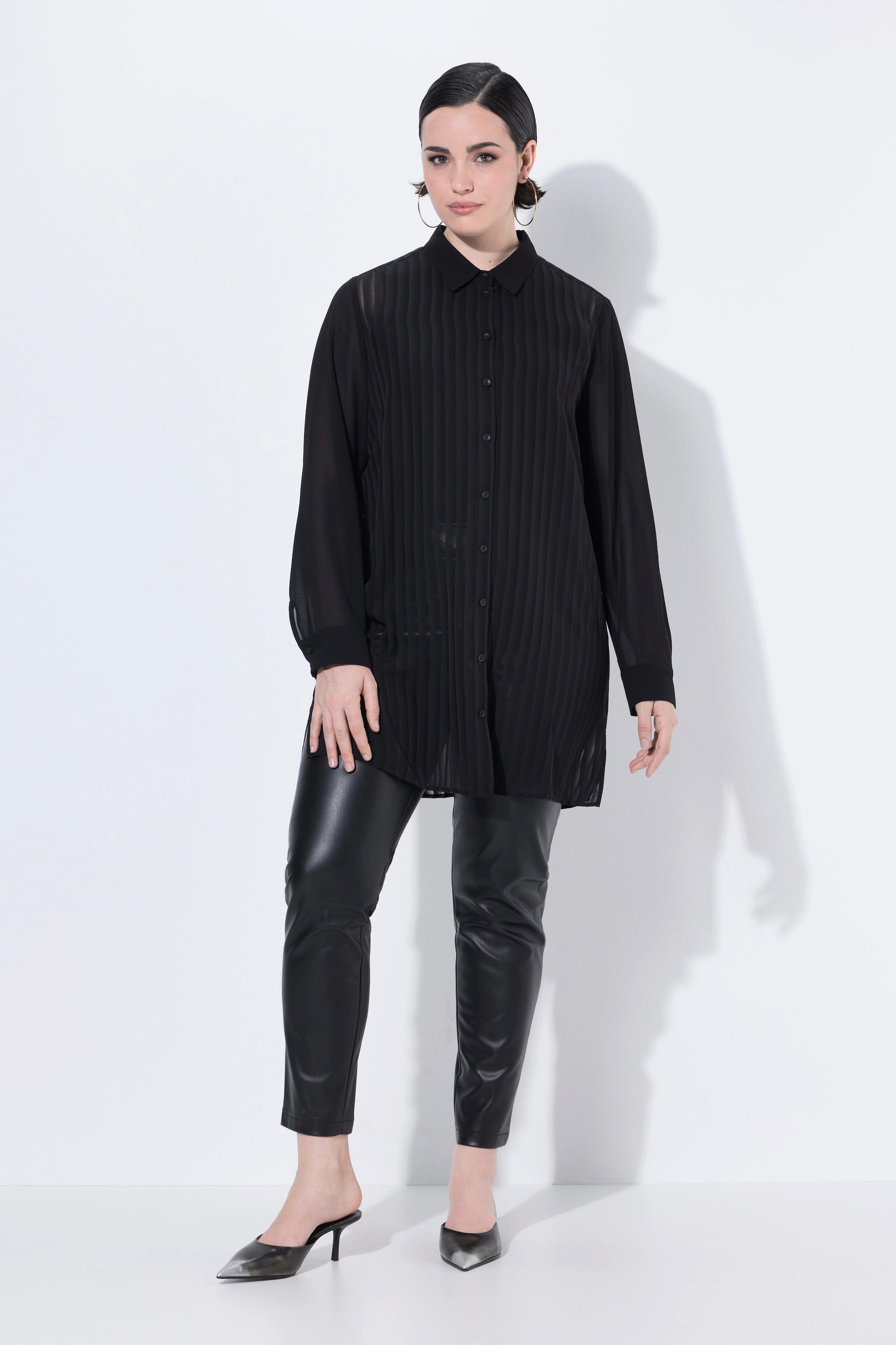 Ulla Popken Camicetta Righe Trasparenti Maniche Lunghe  